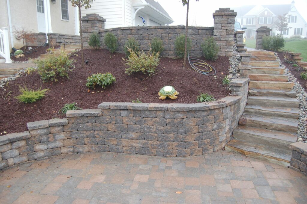 Retaining wall with stairs from CKC Landscaping