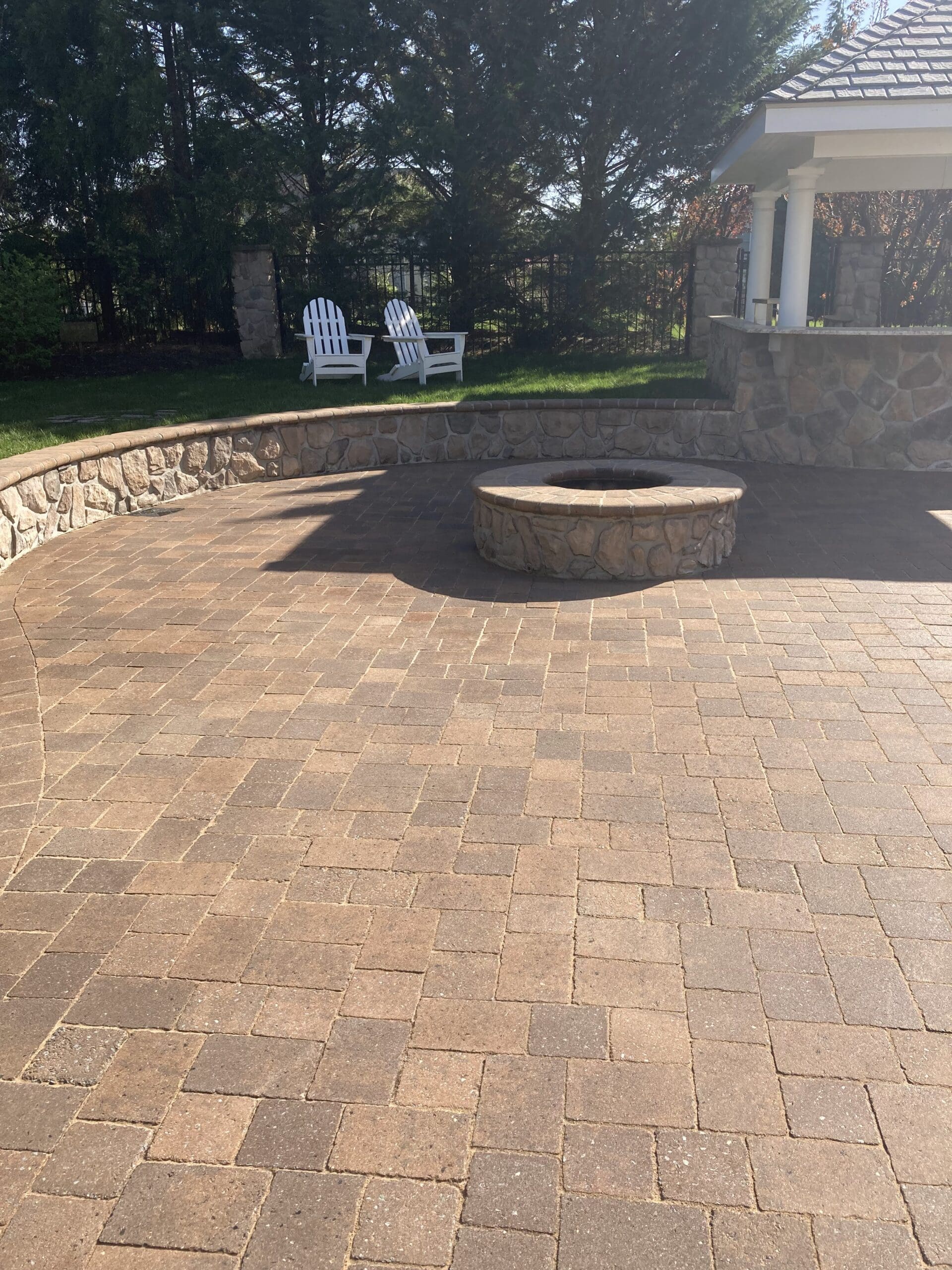 patio with firepit and retaining wall from CKC Landscaping